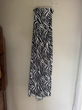 Load image into Gallery viewer, Vintage Gunne Sax Zebra Print Maxi Dress: Strapless Rhinestone Detail
