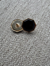 Load image into Gallery viewer, Vintage Gold Black Enamel Hexagon Stud Earrings
