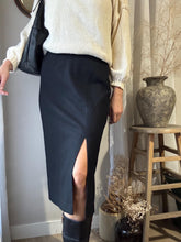 Load image into Gallery viewer, Classic Vintage Wool Black Midi Skirt Lined Made in USA
