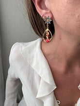 Load image into Gallery viewer, Vintage Anchor Nautical Blue Red Gold Drop Earrings
