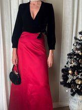 Load image into Gallery viewer, Vintage Dark Merlot Red Satin Long Maxi Skirt
