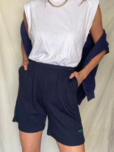 Load image into Gallery viewer, Vintage Cotton Dark Navy Blue Shorts with Green Keep Earth Vintage Embroidered Logo
