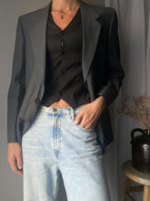 Load image into Gallery viewer, Vintage Oversized Dark Grey Wool Blazer Made in USA
