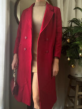 Load image into Gallery viewer, Vintage Red Wool Long Coat Double Breasted Made in USA
