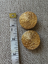 Load image into Gallery viewer, Vintage Gold Woven Textured Large Statement Clip On Earrings
