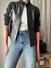 Load image into Gallery viewer, Vintage Black Leather and Knit Jacket
