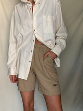 Load image into Gallery viewer, Vintage Cotton Khaki Sweat Shorts with Navy Blue Keep Earth Vintage Embroidered Logo
