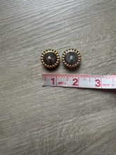Load image into Gallery viewer, Vintage 90s Pearl Rhinestone Stud Gold Rings Earrings
