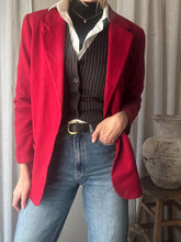Load image into Gallery viewer, Vintage Pure Wool Dark Red Oversized Blazer Structured Shoulders
