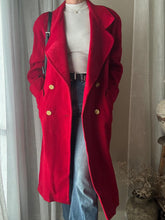 Load image into Gallery viewer, Vintage Pure Wool Bright Red Long Wool Coat Made in USA
