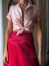 Load image into Gallery viewer, Vintage Sheer Pink Short Sleeve Collared Button Up Top

