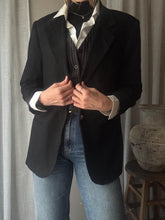 Load image into Gallery viewer, Vintage Classic Black Wool Oversized Boyfriend Blazer
