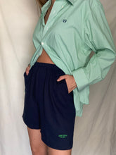 Load image into Gallery viewer, Vintage Cotton Dark Navy Blue Shorts with Green Keep Earth Vintage Embroidered Logo
