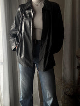 Load image into Gallery viewer, Vintage Genuine Leather Black Moto Jacket Silver Buttons Zipper Detail
