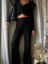 Load image into Gallery viewer, Vintage Deadstock Classic Black Wide Leg Trousers 34.5" Inseam
