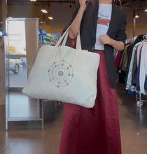 Load image into Gallery viewer, Canvas XL Thrifting Tote Bag Light Brown Keep Earth Vintage Logo
