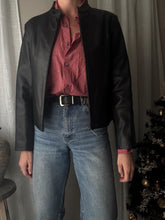 Load image into Gallery viewer, Vintage 90s 2000s Black Soft Leather Jacket Mandarin Collared Jacket
