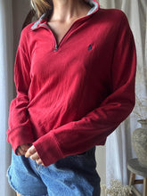 Load image into Gallery viewer, Vintage Ralph Lauren Polo Red Oversized Henley Quarter Zip Pullover Sweater

