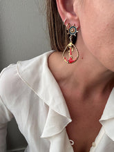 Load image into Gallery viewer, Vintage Anchor Nautical Blue Red Gold Drop Earrings
