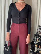 Load image into Gallery viewer, Vintage Pure Cashmere Soft Black Cardigan with Beading and Rhinestone Buttons
