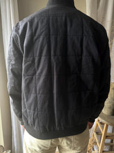 Load image into Gallery viewer, Vintage Quilted Dark Navy Blue Mens Bomber Cotton Jacket Cargo Pockets Button Front
