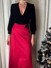 Load image into Gallery viewer, Vintage Dark Merlot Red Satin Long Maxi Skirt
