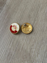 Load image into Gallery viewer, Vintage 80s 90s Nautical Red Cream Gold Ship Wheel Circle Statement Earrings
