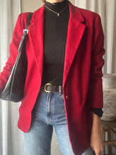 Load image into Gallery viewer, Vintage Pure Wool Dark Red Oversized Blazer Structured Shoulders
