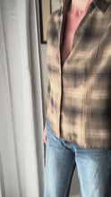 Load and play video in Gallery viewer, Vintage Lightweight Brown Plaid Button Up Blouse
