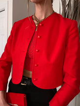 Load image into Gallery viewer, Vintage Cropped Cherry Red Wool Jacket
