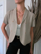 Load image into Gallery viewer, Vintage Silk Cropped Blazer Blouse
