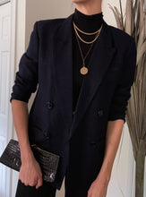 Load image into Gallery viewer, Vintage Navy Blue Linen Blazer

