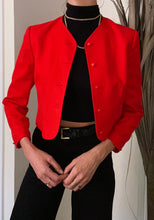 Load image into Gallery viewer, Vintage Cropped Cherry Red Wool Jacket
