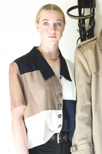 Load image into Gallery viewer, Vintage Cream Navy Taupe Boxy Blazer
