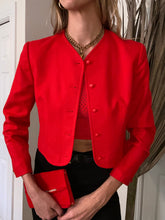 Load image into Gallery viewer, Vintage Cropped Cherry Red Wool Jacket
