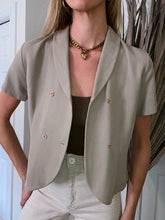 Load image into Gallery viewer, Vintage Silk Cropped Blazer Blouse
