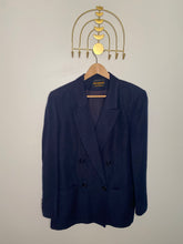 Load image into Gallery viewer, Vintage Navy Blue Linen Blazer
