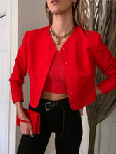 Load image into Gallery viewer, Vintage Cropped Cherry Red Wool Jacket
