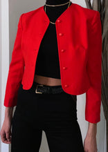 Load image into Gallery viewer, Vintage Cropped Cherry Red Wool Jacket

