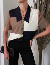 Load image into Gallery viewer, Vintage Cream Navy Taupe Boxy Blazer
