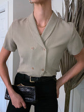 Load image into Gallery viewer, Vintage Silk Cropped Blazer Blouse
