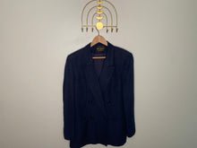 Load image into Gallery viewer, Vintage Navy Blue Linen Blazer
