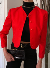 Load image into Gallery viewer, Vintage Cropped Cherry Red Wool Jacket
